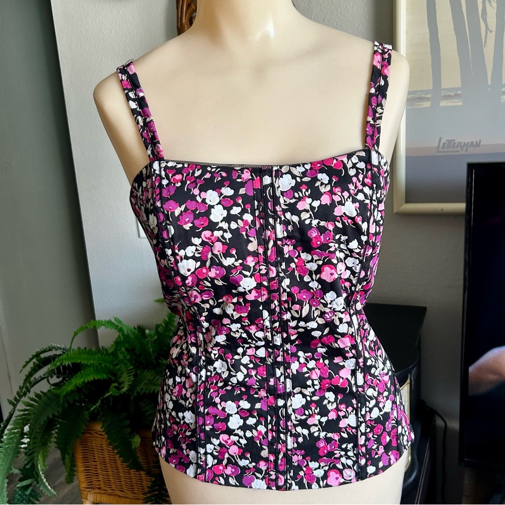 White House Black Market Pink Floral Croset Bustier Top